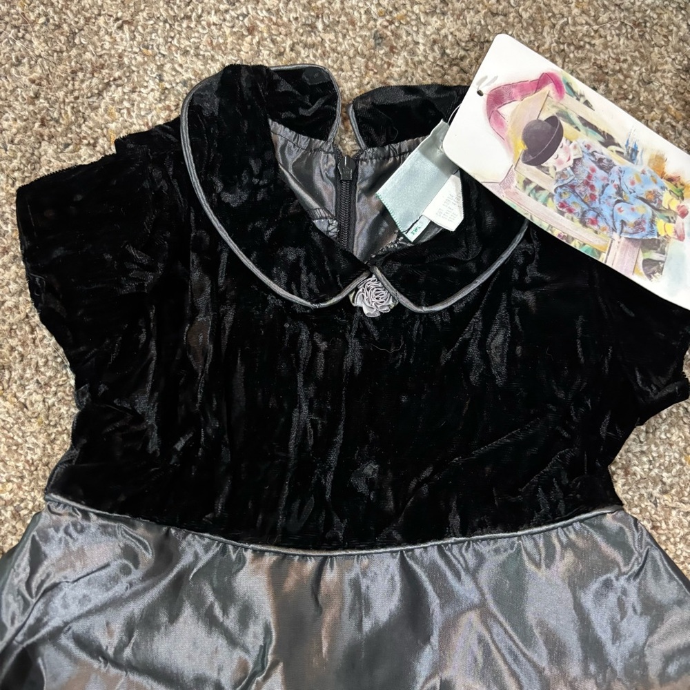 Black and Gray Velvet Dress